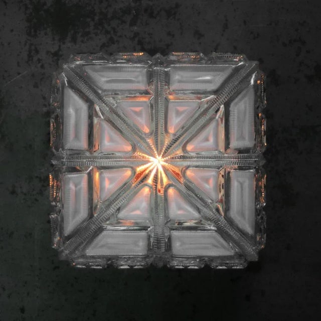 1960s Mid-Century Modern Clear and Mat Glass Sconce For Sale - Image 5 of 12