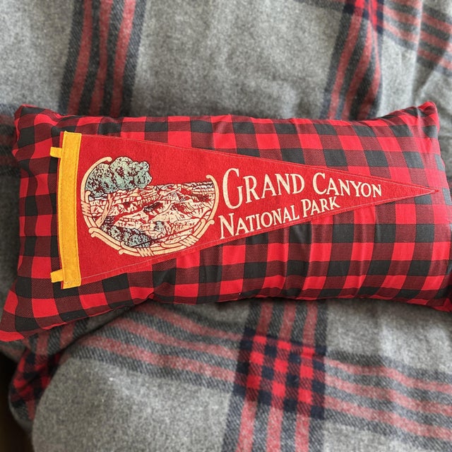 Farmhouse Arizona Grand Canyon National Park Vintage Pennant on New Throw Pillow For Sale - Image 3 of 4