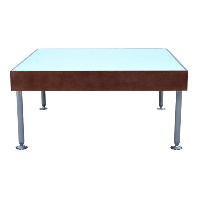 Modern Coalesse and Steelcase Sidewalk Glass Top Square Coffee Table or Ottoman For Sale
