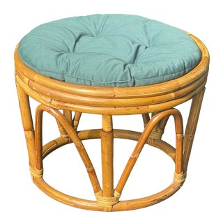 Mid Century Rattan Footstool Ottoman For Sale