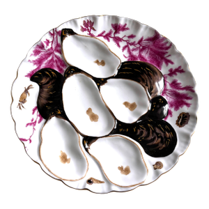 Antique Limoges Hand-Painted Oyster Plate – French Porcelain, Sea Life Motif, C. Late 19th Century