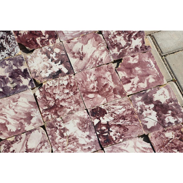 18th Century Baroque Aubergine Spongeware Set of Ninety Tiles, Portuguese For Sale - Image 9 of 18