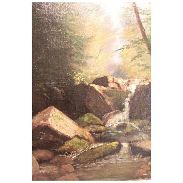 Oil painting of a stream in the forest by Hugh Bolton Jones H. Bolton Jones was an award winning landscape artist of the...