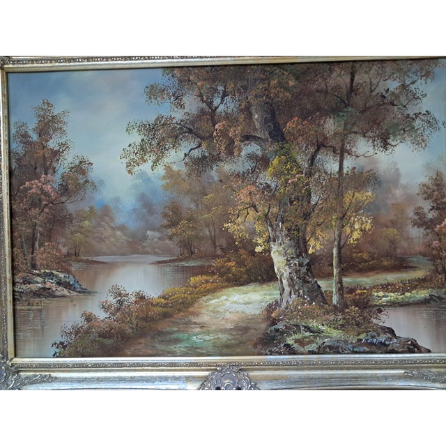 Large Vintage Landscape, Woodland, Oil Painting on Canvas, Gold Wood Frame, I Cafieri For Sale - Image 18 of 18