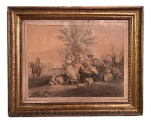 Scene with Officers, 1800s, Watercolor