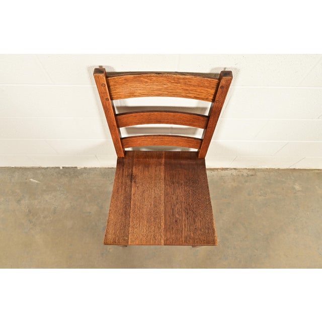 Early 20th Century L. & J. G. Stickley Antique Mission Oak Arts & Crafts Ladder Back Desk Chair or Side Chair, Circa 1910 For Sale - Image 5 of 14