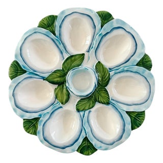 Contemporary Italian Ceramic Oyster & Deviled Egg Plate – Bassano Del Grappa Majolica For Sale