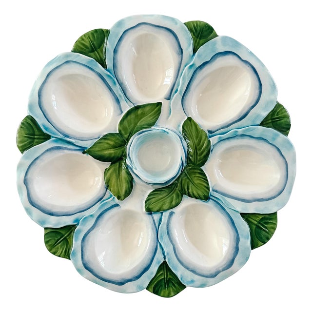 Contemporary Italian Ceramic Oyster & Deviled Egg Plate – Bassano Del Grappa Majolica For Sale