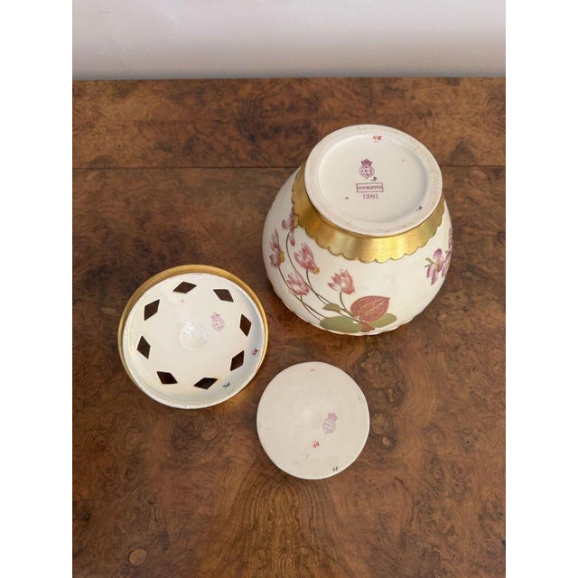 Antique Victorian Royal Worcester Lidded Potpourri Pot, 1877, Set of 3 For Sale - Image 3 of 7