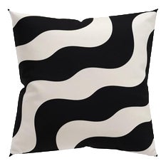 Trama Cushion with Black/White Waves by Moanne For Sale