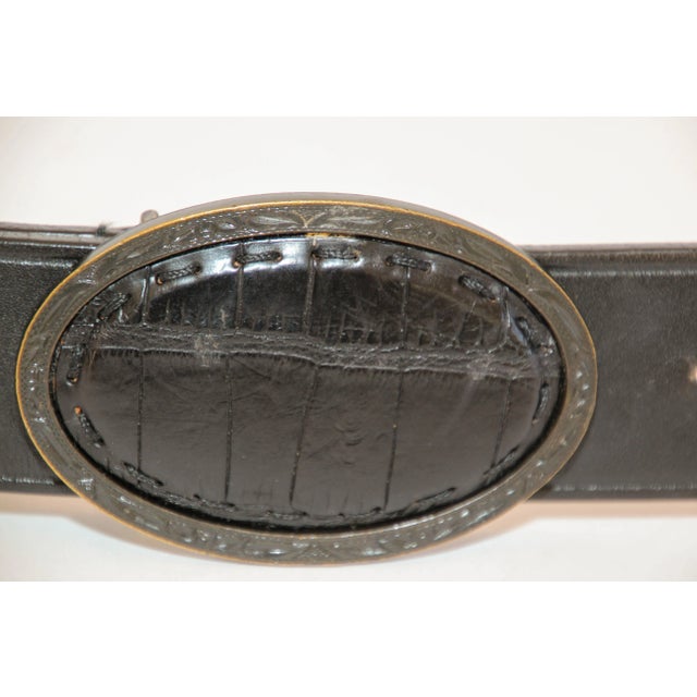 FENDI Black Leather Crocodile Cowboy Belt. For Sale - Image 9 of 11