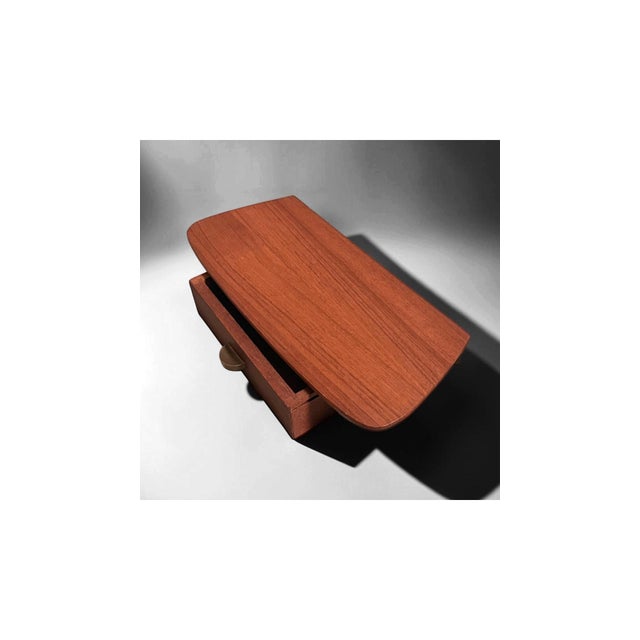 Brown Danish Wall-Mounted Teak Bedside Table, 1960s For Sale - Image 8 of 8