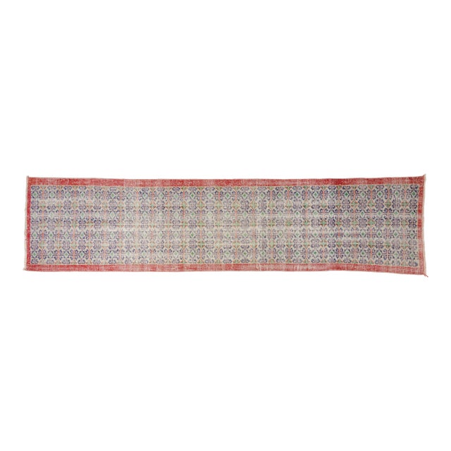 1950s Geometric Tribal Rug, Rustic Farmhouse Hallway Decor For Sale
