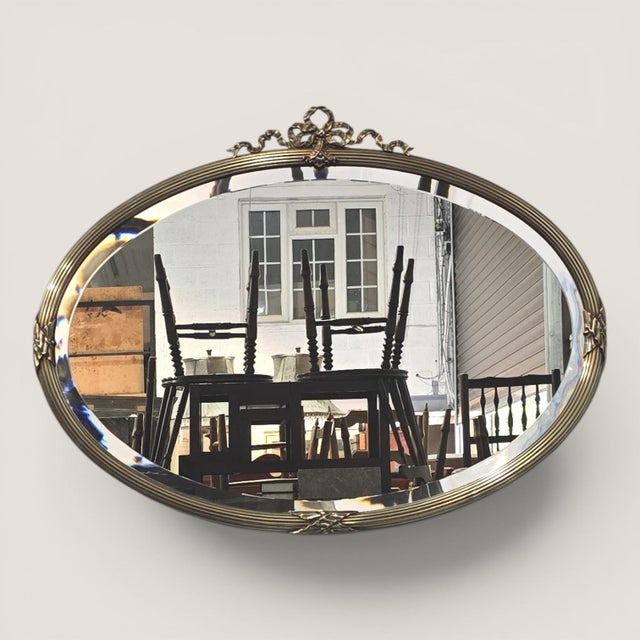 Victorian Oval Brass Mirror, 1880 For Sale - Image 9 of 9