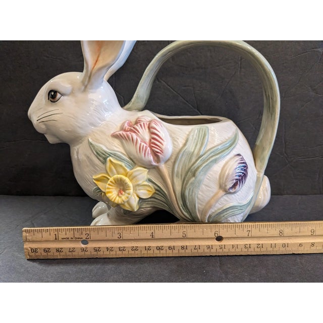 Ceramic Vintage Mid-Century Modern Fitz and Floyd Large Easter Rabbit Bunny Teapot W/ Lid For Sale - Image 7 of 10
