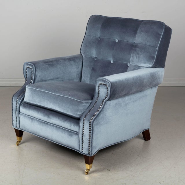 Mid-Century Modern Mid Century Velvet Club Chair & Ottoman For Sale - Image 3 of 9