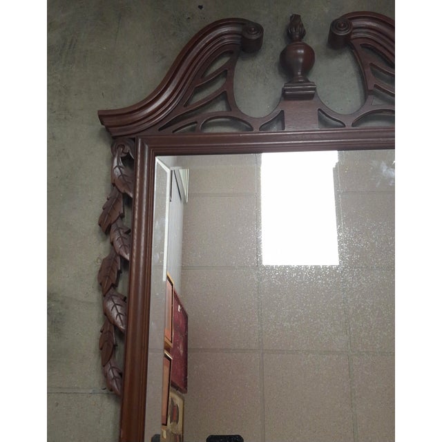 Wood Mid 20th Century Georgian Style Carved Mahogany Framed Beveled Mirror For Sale - Image 7 of 7