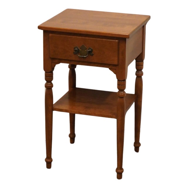 Ethan Allen Heirloom Nutmeg Maple Colonial Early American 16" Tiered Nightstand 674 For Sale