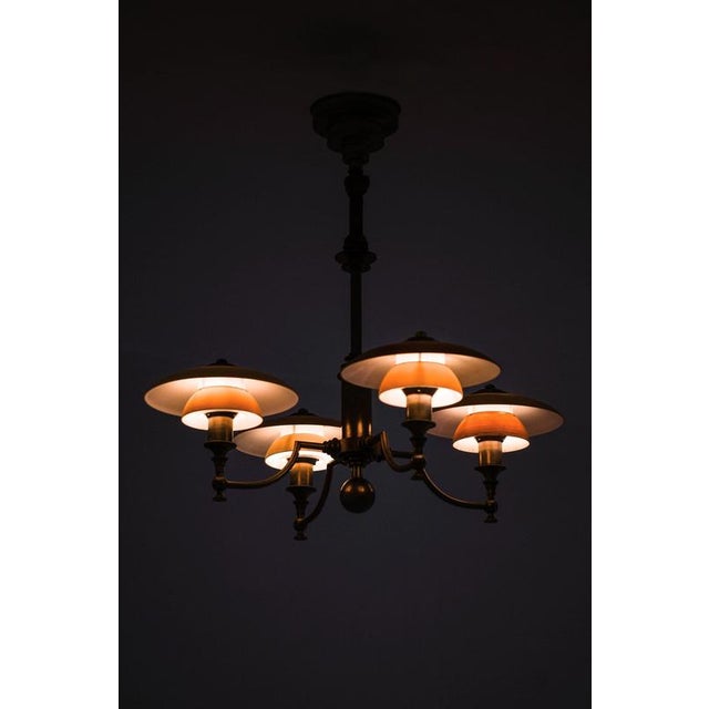 Ceiling Lamp in Brass and Glass from Lyfa, 1930s For Sale - Image 11 of 12