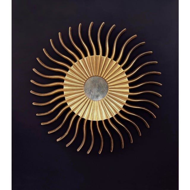 Not Yet Made - Made To Order Art Noveau Style Sunburst Carved Golden Mirror For Sale - Image 5 of 9