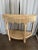 Wood Vintage French Coastal Rattan Demi-Lune Console Table For Sale - Image 7 of 7