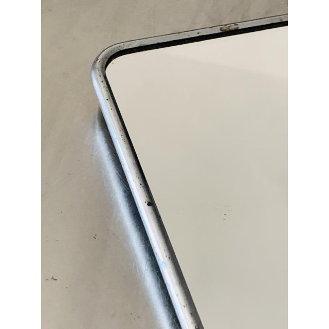 Mid-century, vintage, collectible, barber / vanity / wall / shaving mirror from France, inside fof a nickel-plated brass...