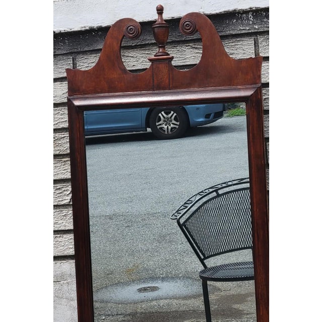 Share Antique Chippendale Revival Maple Hall Wall Mirror c.1900 American Entryway For Sale - Image 4 of 12