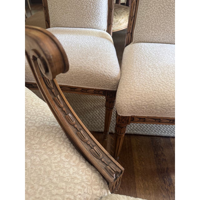 Six Carved French Dining Chairs Leopard Upholstery For Sale - Image 9 of 12