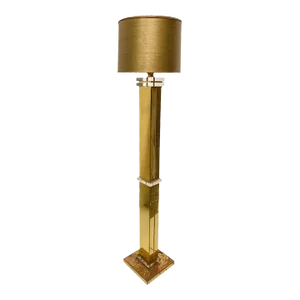 High Style Modern Lucite Acrylic and Brass Floor Lamp, Circa 1970