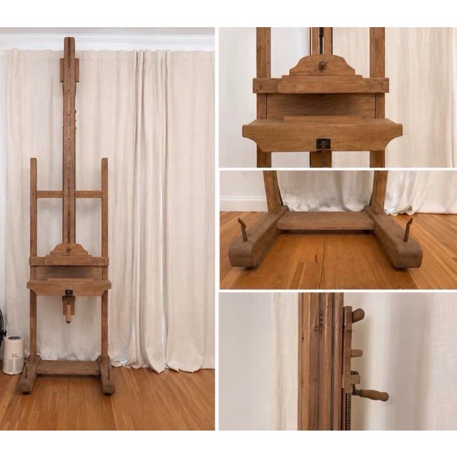 English Vintage Solid Oak Television Easel From Retired Restoration Hardware Collection For Sale - Image 3 of 3