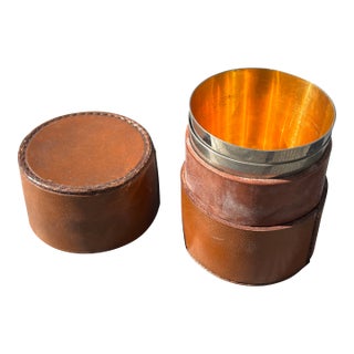 Early 20th C. Leather Travel / Sporting /Adventure Cups - A Pair For Sale