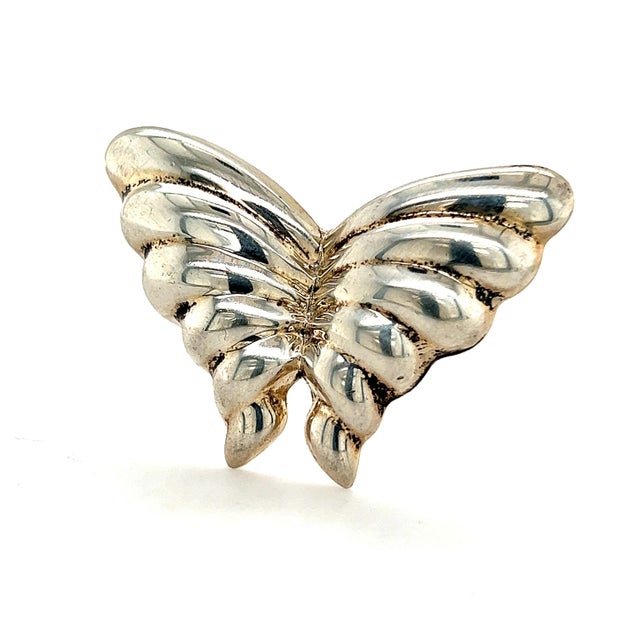 Metal 1990s Tiffany & Co Estate Butterfly Brooch Sterling Silver For Sale - Image 7 of 11