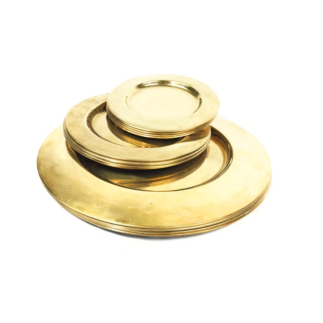 Vintage MidCentury Solid Brass Plates Set of 12 Chairish