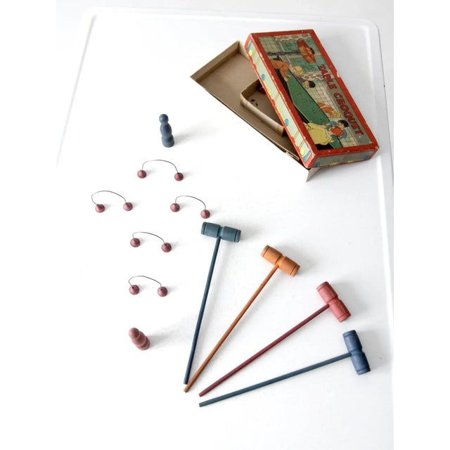 Wood Vintage Table Croquet Game by Milton Bradley For Sale - Image 7 of 9