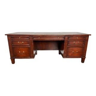 1990s Leather Top Executive Writing Desk For Sale