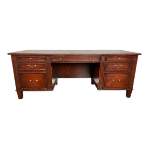 1990s Leather Top Executive Writing Desk