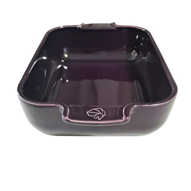 2000 - 2009 Vintage Peugeot France Ceramic Rectangular Baking Dish in Aubergine - 9.75" For Sale - Image 5 of 9