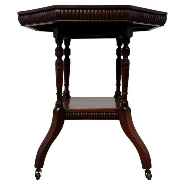 2000 - 2009 Antique English Octagonal Mahogany Side Table For Sale - Image 5 of 8