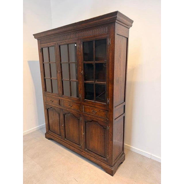 Antique Oak Display Cabinet For Sale - Image 3 of 11