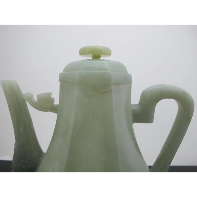 Jade Chinese Jade Qing Dynasty Carved Bird & Mask Octagonal Lidded Teapot For Sale - Image 8 of 11