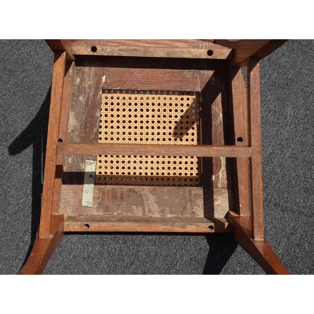 Pair Vintage French Country Oak Cane Side Chairs For Sale - Image 11 of 12