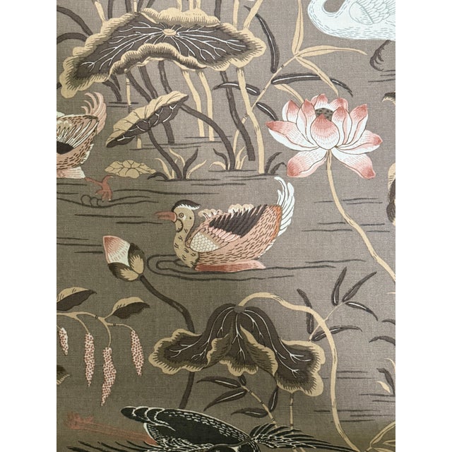 Schumacher 172934 Lotus Garden Mocha Fabric 8 Yards For Sale In Raleigh - Image 6 of 8