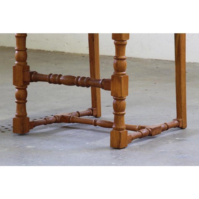 Mid-Century Modern Vintage Danish Baroque Style Oak Farmhouse Chairs, 1940s, Set of 4 For Sale - Image 3 of 18