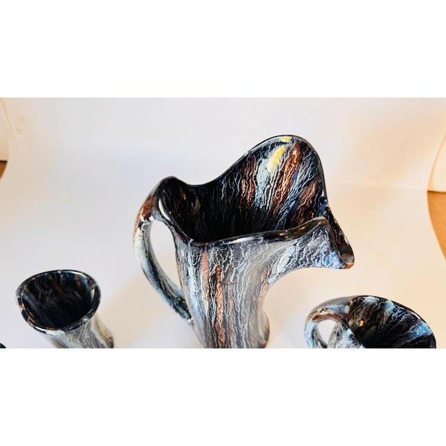 1960s Vintage Ceramic Orangeade Set with Pitcher and Mugs from Vallauris, 1960s, Set of 7 For Sale - Image 5 of 13