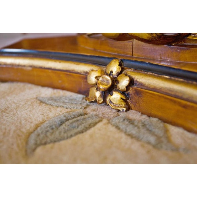 Wood Round Dining Table with Gilded Carving and Rotating Center For Sale - Image 7 of 9