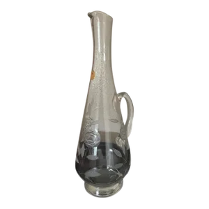 Vintage Roumanian Etched Glass Wine Decanter