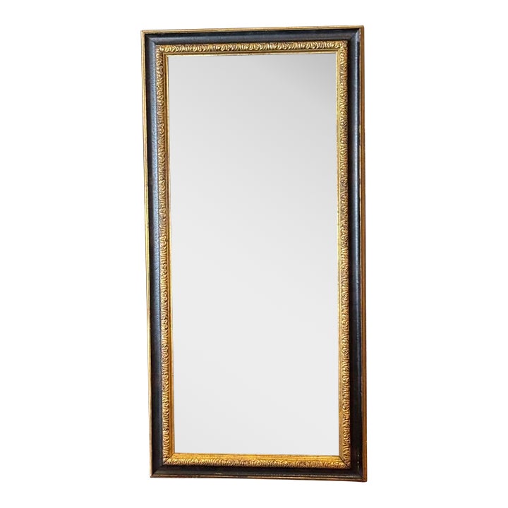 Vintage Large Black and Gold Rectangular Wall Mirror | Chairish