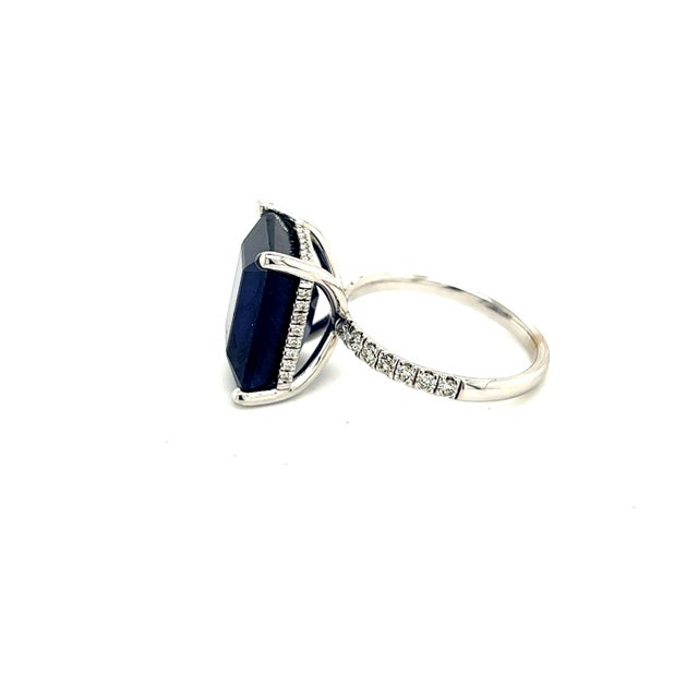 Traditional Sapphire Diamond Ring 14k Y Gold 12.05 TCW Certified, Size 6.75 For Sale - Image 3 of 8