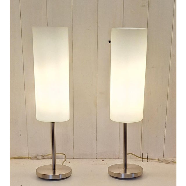 Metal Vintage Table Lamps with Metal Frame and Opaque White Glass Shade, 2000s, Set of 2 For Sale - Image 7 of 7