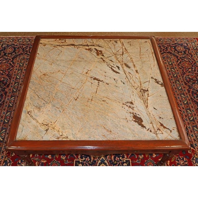 Mahogany Inset Marble Regency Coffee Table Attributed to Theodore Alexander For Sale - Image 9 of 11